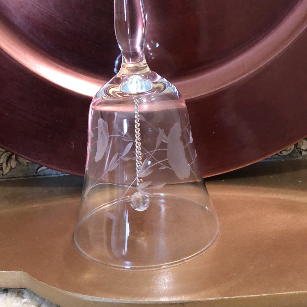 Princess House bell; crystal etched floral design